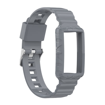 For Fitbit Charge 6 / 5 / 4 / 3 Armor Integrated TPU Watch Band(Gray) - Watch Bands by buy2fix | Online Shopping UK | buy2fix