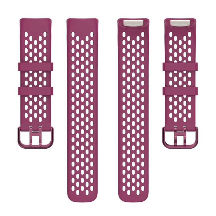 For Fitbit Charge 6 Solid Color Breathable Sports Silicone Watch Band(Wine Red) - Watch Bands by buy2fix | Online Shopping UK | buy2fix