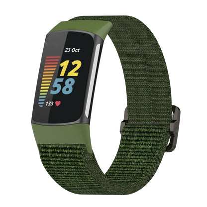For Fitbit Charge 6 Elastic Nylon Braid Watch Band(Army Green) - Watch Bands by buy2fix | Online Shopping UK | buy2fix
