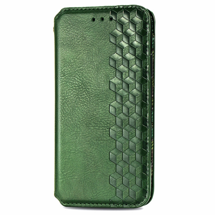 For OnePlus 12 Cubic Grid Pressed Magnetic Leather Phone Case(Green) - OnePlus Cases by buy2fix | Online Shopping UK | buy2fix