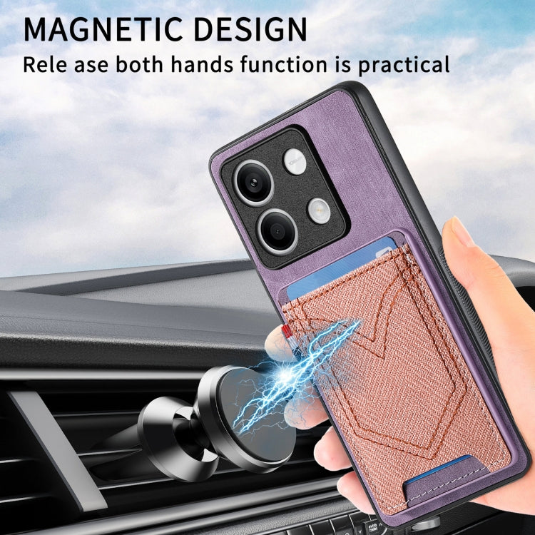 For Xiaomi Redmi Note 13 Denim Texture Leather Skin Phone Case with Card Slot(Purple) - Note 13 Cases by buy2fix | Online Shopping UK | buy2fix