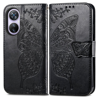 For Blackview A200 Pro Butterfly Love Flower Embossed Leather Phone Case(Black) - More Brand by buy2fix | Online Shopping UK | buy2fix