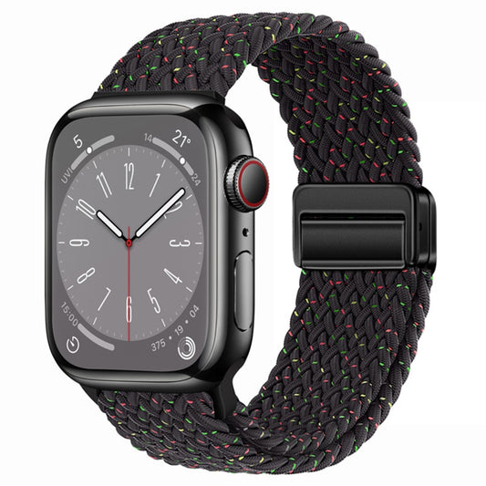 For Apple Watch Ultra 49mm Nylon Woven Magnetic Fold Buckle Watch Band(Starlight Black) - Watch Bands by buy2fix | Online Shopping UK | buy2fix