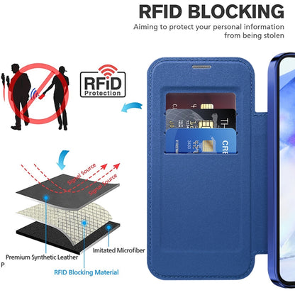 For Samsung Galaxy A55 5G MagSafe Magnetic RFID Anti-theft Leather Phone Case(Dark Blue) - Galaxy Phone Cases by buy2fix | Online Shopping UK | buy2fix