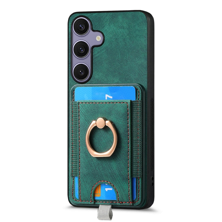 For Samsung Galaxy S25 Ultra 5G Retro Splitable Magnetic Card Bag Leather Phone Case(Green) - Galaxy Phone Cases by buy2fix | Online Shopping UK | buy2fix