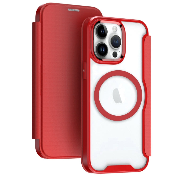 For iPhone 15 Pro Max MagSafe RFID Blocking Adsorption Flip Leather Phone Case(Red) - iPhone 15 Pro Max Cases by buy2fix | Online Shopping UK | buy2fix