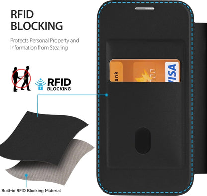 For iPhone 12 Pro MagSafe RFID Blocking Adsorption Flip Leather Phone Case(Blue) - iPhone 12 / 12 Pro Cases by buy2fix | Online Shopping UK | buy2fix