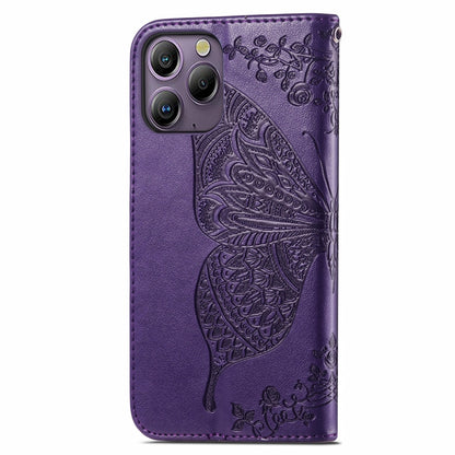 For Blackview A96 Butterfly Love Flower Embossed Leather Phone Case(Dark Purple) - More Brand by buy2fix | Online Shopping UK | buy2fix