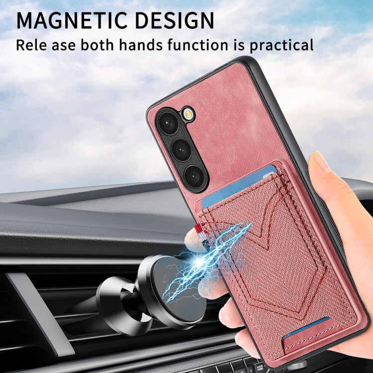 For Samsung Galaxy S25 Ultra 5G Denim Texture Leather Skin Phone Case with Card Slot(Pink) - Galaxy S25 Ultra 5G Cases by buy2fix | Online Shopping UK | buy2fix