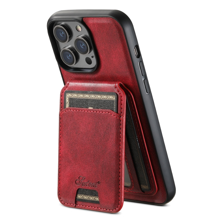 For iPhone 14 Plus Suteni H15 MagSafe Oil Eax Leather Detachable Wallet Back Phone Case(Red) - iPhone 14 Plus Cases by Suteni | Online Shopping UK | buy2fix