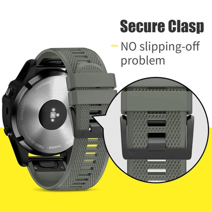 For Garmin Fenix 5 Plus 22mm Quick Release Silicone Watch Band(Grey) - Watch Bands by buy2fix | Online Shopping UK | buy2fix