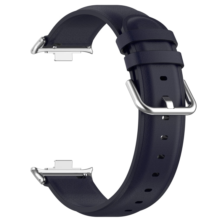 For Xiaomi Mi Band 8 Pro Round Tail Top Layer Leather Watch Band(Dark Blue) - Watch Bands by buy2fix | Online Shopping UK | buy2fix