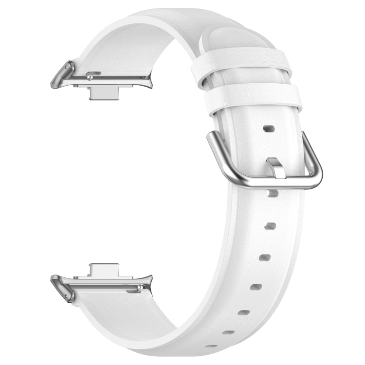 For Xiaomi Mi Band 8 Pro Round Tail Top Layer Leather Watch Band(White) - Watch Bands by buy2fix | Online Shopping UK | buy2fix