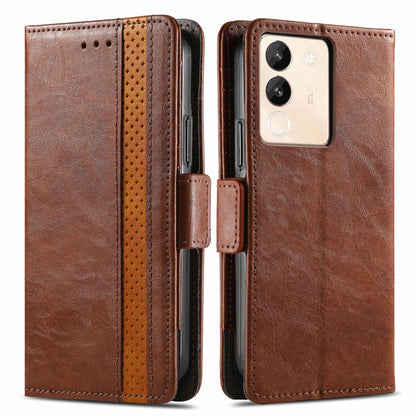 For vivo X100 Pro CaseNeo Splicing Dual Magnetic Buckle Leather Phone Case(Brown) - X100 Pro Cases by imak | Online Shopping UK | buy2fix
