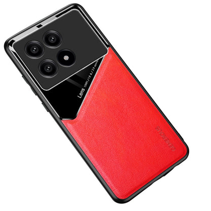 For Xiaomi Redmi K70 All-inclusive Leather Organic Glass Phone Case with Metal Iron Sheet(Red) - K70 Cases by buy2fix | Online Shopping UK | buy2fix