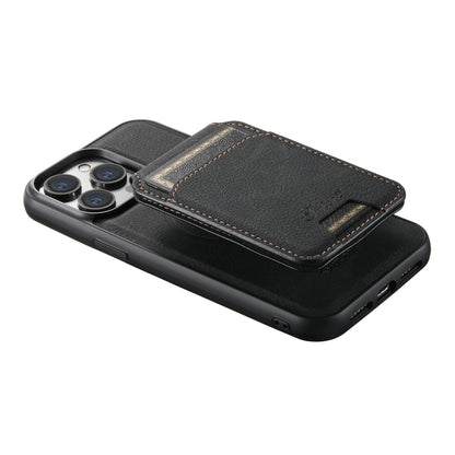 For iPhone 15 Pro Suteni H17 Litchi Texture Leather MagSafe Detachable Wallet Phone Case(Black) - iPhone 15 Pro Cases by Suteni | Online Shopping UK | buy2fix