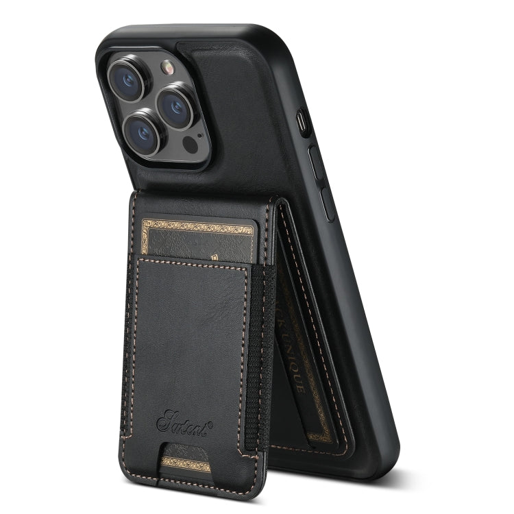 For iPhone 14 Plus Suteni H17 Oil Eax Leather MagSafe Detachable Wallet Phone Case(Black) - iPhone 14 Plus Cases by Suteni | Online Shopping UK | buy2fix