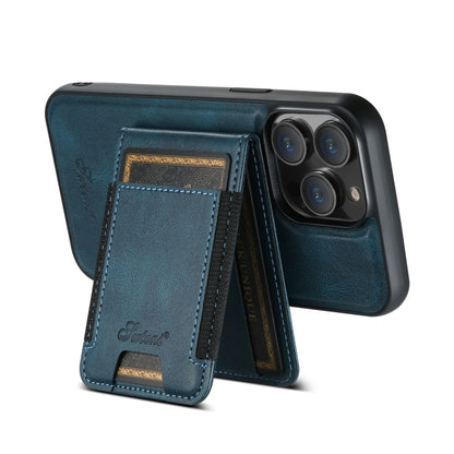 For iPhone 12  Suteni H17 Oil Eax Leather MagSafe Detachable Wallet Phone Case(Blue) - iPhone 12 / 12 Pro Cases by Suteni | Online Shopping UK | buy2fix