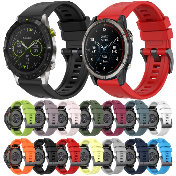 For Garmin Fenix 5 / Fenix 5 Plus Solid Color Black Buckle Silicone Quick Release Watch Band(Rock Blue) - Watch Bands by buy2fix | Online Shopping UK | buy2fix