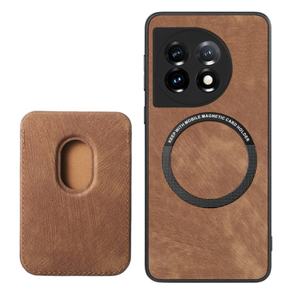 For OnePlus 11 Retro Leather Card Bag Magnetic Phone Case(Brown) - OnePlus Cases by buy2fix | Online Shopping UK | buy2fix