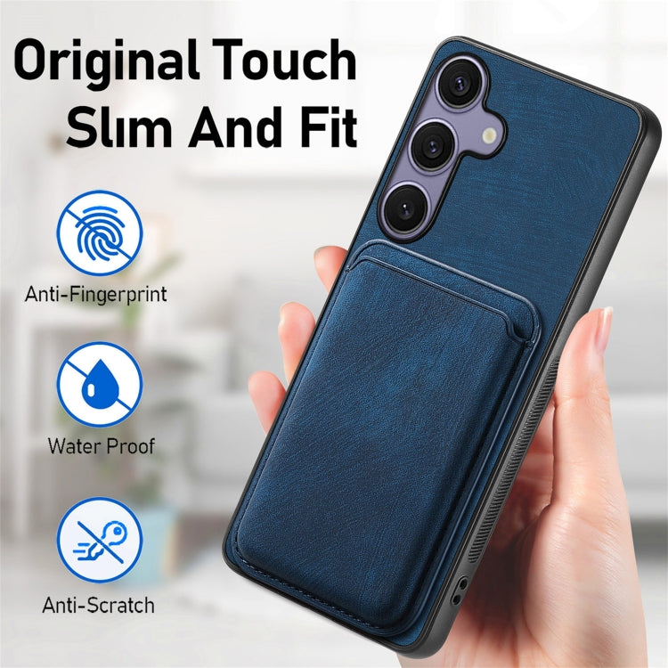 For Samsung Galaxy S25 5G Retro Leather Card Bag Magnetic Phone Case(Blue) - Galaxy S25 5G Cases by buy2fix | Online Shopping UK | buy2fix