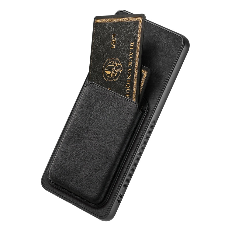 For OPPO Reno10 Global Retro Leather Card Bag Magnetic Phone Case(Black) - OPPO Cases by buy2fix | Online Shopping UK | buy2fix