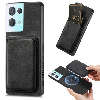 For OPPO Reno8 Pro 5G Retro Leather Card Bag Magnetic Phone Case(Black) - OPPO Cases by buy2fix | Online Shopping UK | buy2fix