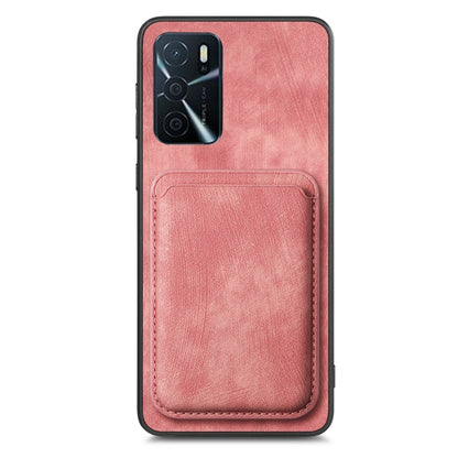 For OPPO Reno6 Pro 5G Retro Leather Card Bag Magnetic Phone Case(Pink) - OPPO Cases by buy2fix | Online Shopping UK | buy2fix