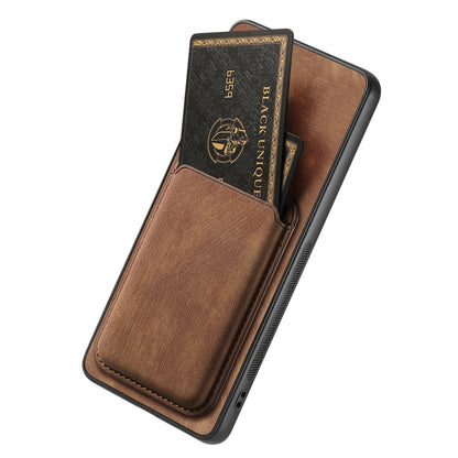 For OPPO Reno5 5G Retro Leather Card Bag Magnetic Phone Case(Brown) - OPPO Cases by buy2fix | Online Shopping UK | buy2fix