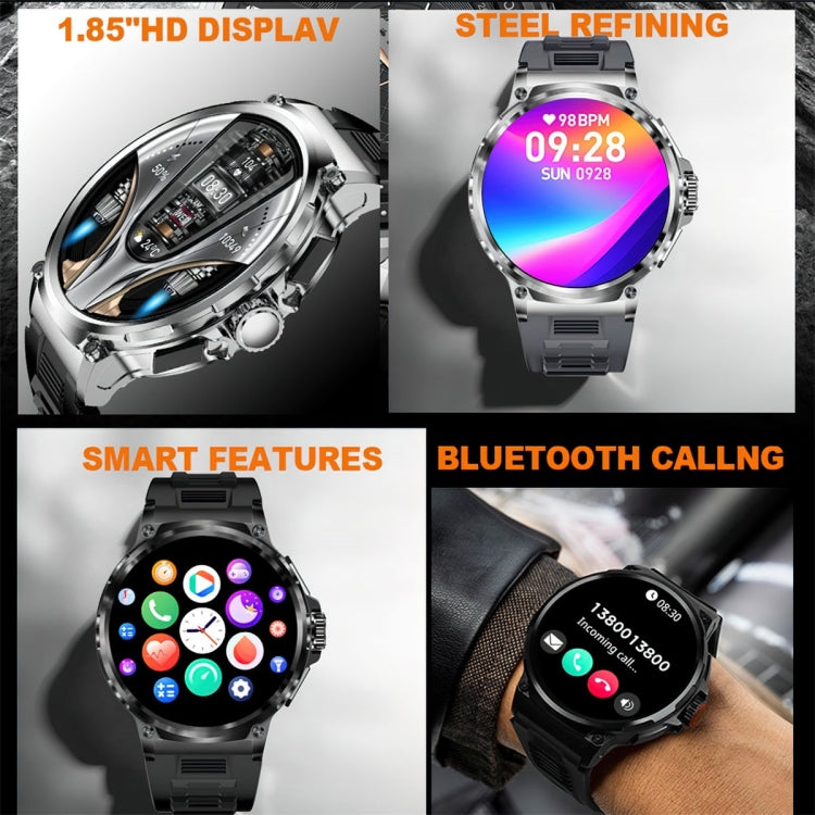 V69 1.85 inch Color Screen Smart Watch, Support Bluetooth Call / Heart Rate / Blood Pressure / Blood Oxygen Monitoring(Black) - Smart Watches by buy2fix | Online Shopping UK | buy2fix