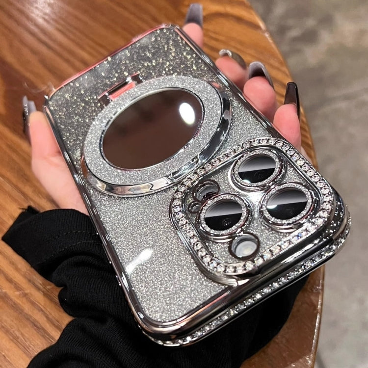 For iPhone 12 Pro Max MagSafe Rhinestone Mirror Glitter TPU Phone Case(Space Silver) - iPhone 12 Pro Max Cases by buy2fix | Online Shopping UK | buy2fix