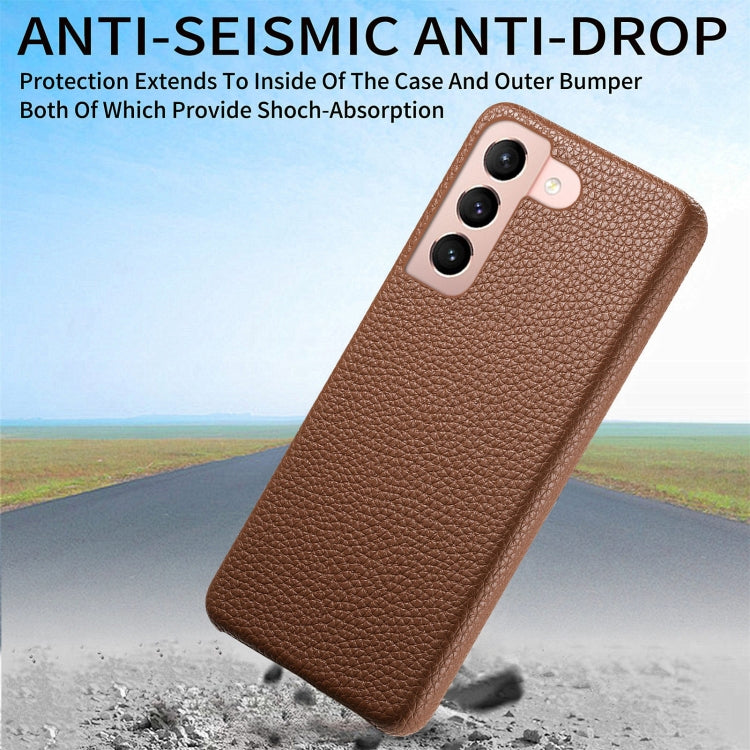 For Samsung Galaxy S21+ 5G Litchi Oil Edge Leather Back Phone Case(Brown) - Galaxy S21+ 5G Cases by buy2fix | Online Shopping UK | buy2fix