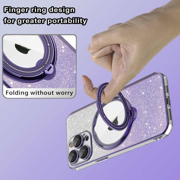 For iPhone 12 Pro Max Rotation MagSafe Holder Gradient Glitter TPU Phone Case(Night Purple) - iPhone 12 Pro Max Cases by buy2fix | Online Shopping UK | buy2fix