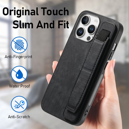 For iPhone 16 Pro Max Retro Wristband Holder Leather Back Phone Case(Black) - iPhone 16 Pro Max Cases by buy2fix | Online Shopping UK | buy2fix