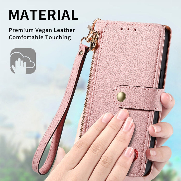 For Motorola Moto G Power 5G 2024 Love Zipper Lanyard Leather Phone Case(Pink) - Motorola Cases by buy2fix | Online Shopping UK | buy2fix