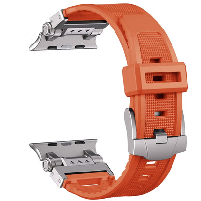 For  Apple Watch Series 9 45mm Silicone Armor Mecha Head Watch Band(Orange) - Watch Bands by buy2fix | Online Shopping UK | buy2fix