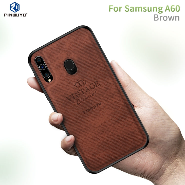 PINWUYO Shockproof Waterproof Full Coverage PC + TPU + Skin Protective Case for Galaxy A60(Brown) - Galaxy Phone Cases by PINWUYO | Online Shopping UK | buy2fix