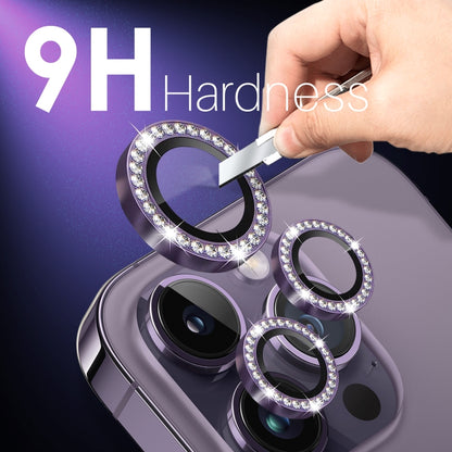 For iPhone 15 Pro / 15 Pro Max NORTHJO 2 Set 6Pcs Camera Lens Protector Diamond Metal Ring Film(Purple) - iPhone 15 Pro Max Tempered Glass by NORTHJO | Online Shopping UK | buy2fix