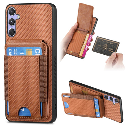 For Samsung Galaxy S25 5G Carbon Fiber Vertical Flip Wallet Stand Phone Case(Brown) - Galaxy S25 5G Cases by buy2fix | Online Shopping UK | buy2fix