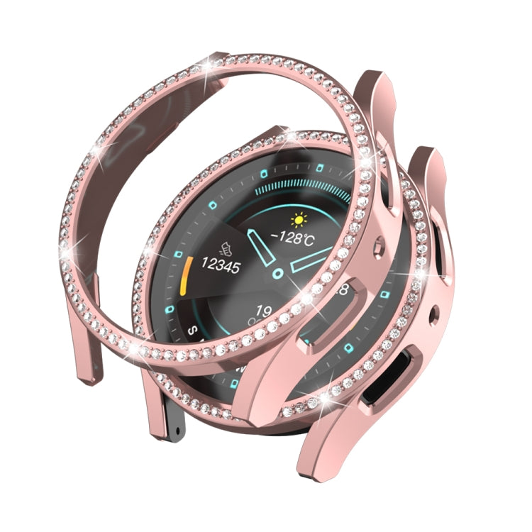 For Samsung Galaxy Watch 7 40mm Single Diamond Hollow PC Watch Protective Case(Rose Gold) - Watch Cases by buy2fix | Online Shopping UK | buy2fix