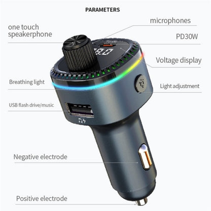 C58 Car MP3 Music Player Type-C + USB Car Charger Bluetooth Adapter FM Transmitter - Car Charger by buy2fix | Online Shopping UK | buy2fix