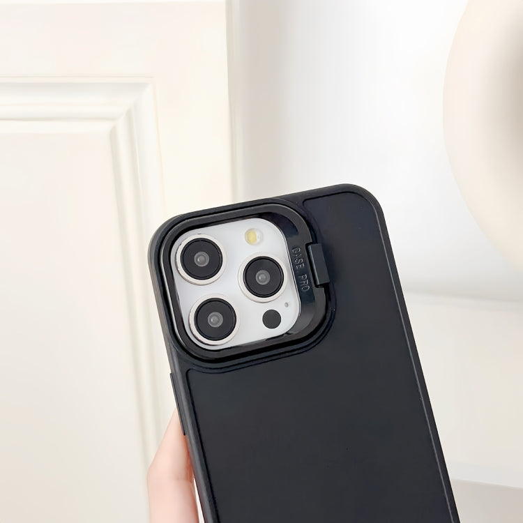 For iPhone 16 Lens Frame Holder Shockproof Phone Case(Black) - iPhone 16 Cases by buy2fix | Online Shopping UK | buy2fix