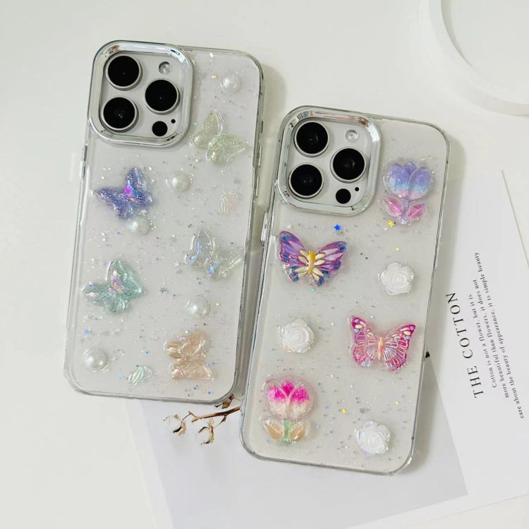 For iPhone 16 Pro Max 3D Colorful Crystal Butterfly TPU Phone Case(Butterfly Pearl) - iPhone 16 Pro Max Cases by buy2fix | Online Shopping UK | buy2fix