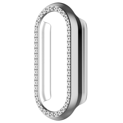 For Xiaomi Smart Band 9 Diamond Half Coverage Hollow PC Watch Protective Case(Silver) - Watch Cases by buy2fix | Online Shopping UK | buy2fix