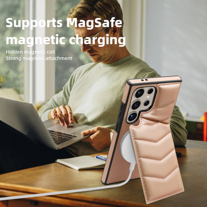 For Samsung Galaxy S24+ 5G Down Jacket Card Bag Holder MagSafe Phone Case(Rose Gold) - Galaxy S24+ 5G Cases by buy2fix | Online Shopping UK | buy2fix