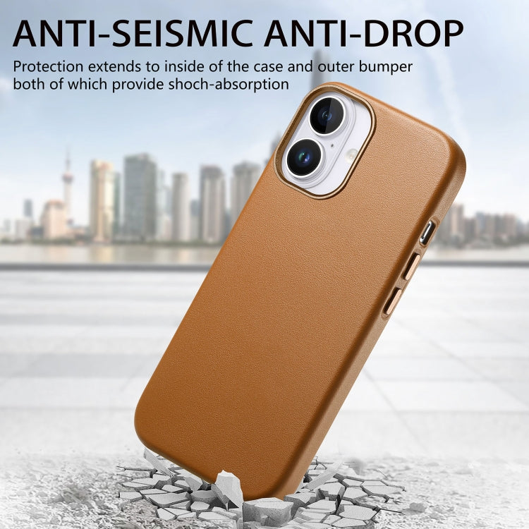 For iPhone 16 Electroplated Metal Button Shockproof Phone Case(Brown) - iPhone 16 Cases by buy2fix | Online Shopping UK | buy2fix