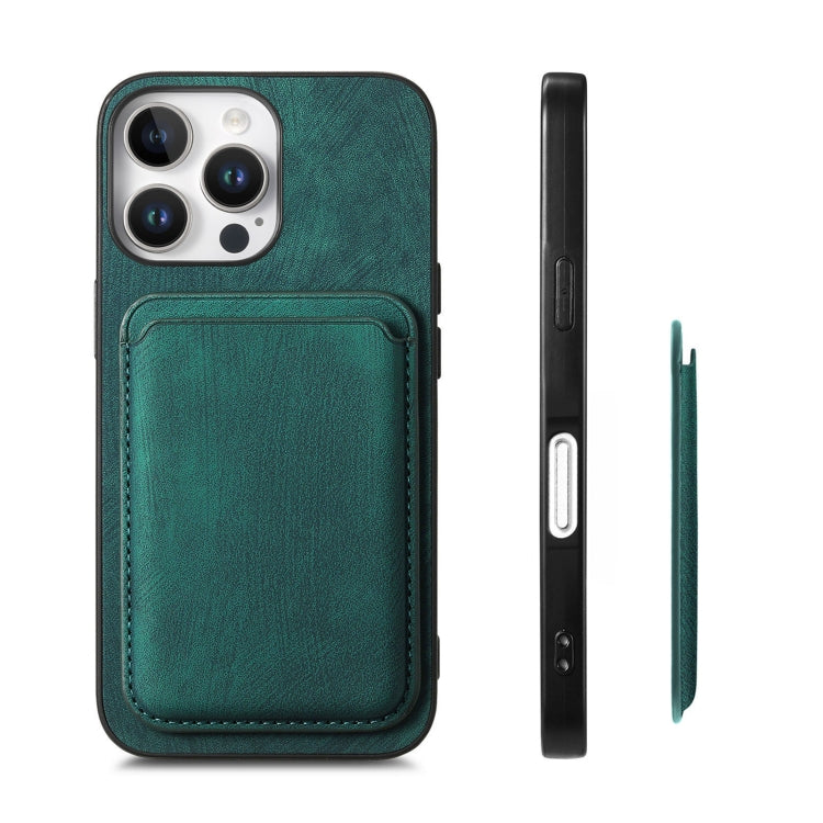 For iPhone 16 Pro Retro Leather Card Bag Magnetic Phone Case(Green) - iPhone 16 Pro Cases by buy2fix | Online Shopping UK | buy2fix