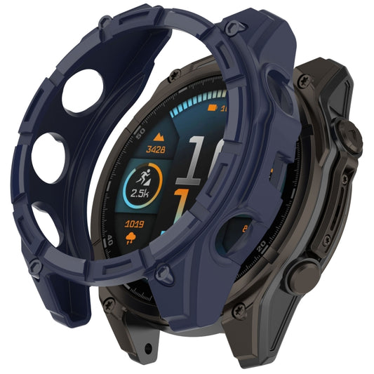 For Garmin Fenix 8 AMOLED 51mm Armor Hollow TPU Half Coverage Watch Protective Case(Midnight Blue) - Watch Cases by buy2fix | Online Shopping UK | buy2fix