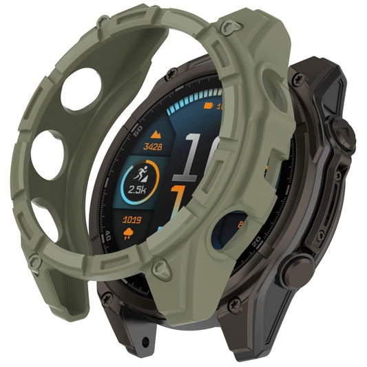 For Garmin Fenix 8 AMOLED 47mm Armor Hollow TPU Half Coverage Watch Protective Case(Juugle Green) - Watch Cases by buy2fix | Online Shopping UK | buy2fix