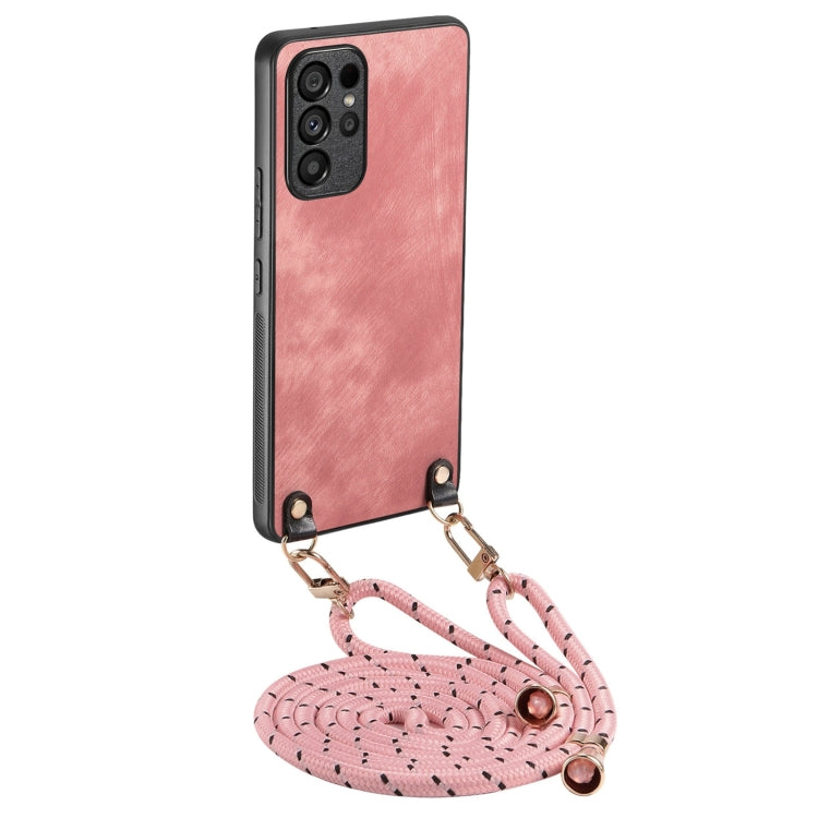 For Samsung Galaxy S25 Ultra 5G Vintage Leather PC Back Cover Phone Case with Crossbody Strap(Pink) - Galaxy S25 Ultra 5G Cases by buy2fix | Online Shopping UK | buy2fix